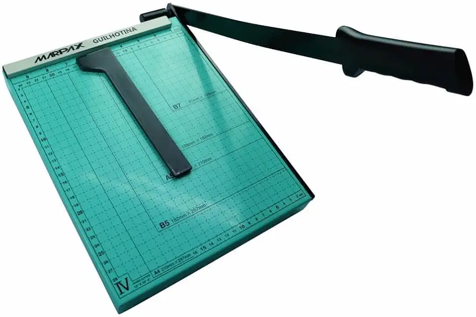 Guilhotina de Papel Manual Verde A4 para 05 Folhas Marpax