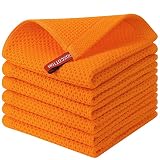 Kitinjoy 100% Cotton Kitchen Dish Cloths, 6 Pack Waffle Weave Ultra Soft Absorbent Dish Towels for D