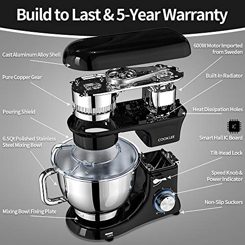 Reviews for COOKLEE Stand Mixer, AllMetal Series 6.5 Qt. Kitchen Electric Mixer BestViewsReviews