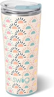 Swiglife 22oz Insulated Tumbler, Travel Coffee Tumbler with Lid, Cup Holder Friendly Travel Coffee Mug, Stainless Steel (Sun Chaser)