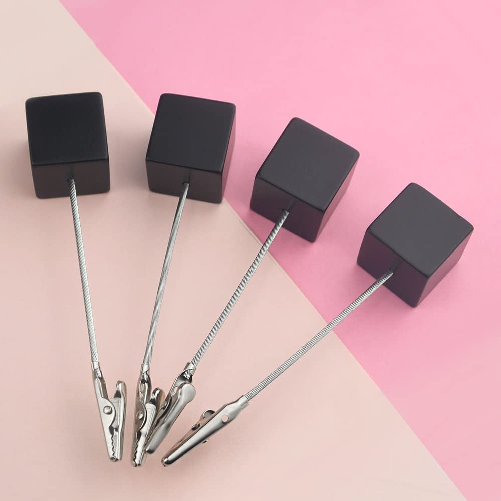 BGTXINGI 10pcs Place Card Holder Resin Cube Base Desktop Picture Clips Memo Notes Clips Holder Stand with Alligator Clip Clasp for Home Office Picture Memo Paper Note Postcards Display (Black) - Image 3