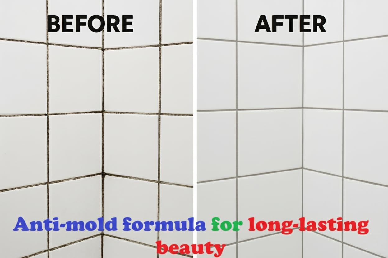 Waterproof Wall Tile Grout Gray Cartridge Ready Mixed 16oz/450g x 2 Fast Drying Floor & Wall Grout Repair Kit Grey, Grout Reviver for Shower Bathroom Kitchen Quick Drying Tile Gap Filler Grey | 2 PCs FAST DRYING Anti Mould Wall Grout Repair Kit Grey, Grout Reviver for Shower, Bathroom, Patio, Quick Drying Gap Filler