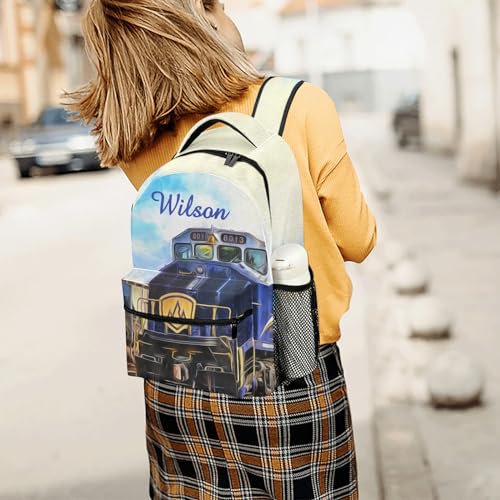 Custom Backpack School Bag for Girls Boys Kids, Train Art Bookbag with Name, Customize Back Pack, Fashion, Adjustable Shoulder Straps4