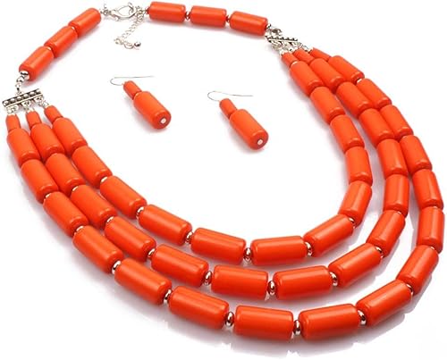 Miniatura 8 de Juego de collar de cuentas multicapa de estilo bohemio + aretes + pulsera para mujeres y niñas