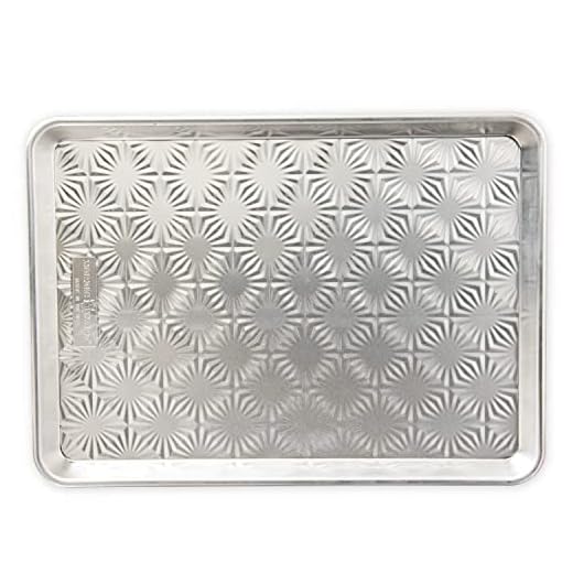 Nordic Ware Embossed Naturals Vintage Starburst, Natural Uncoated Aluminum with Reinforced Steel Rim Prevents Warping, Half Sheet