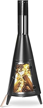 Outdoor Indoor Heater Stove, Stove Chimney Charcoal Fireplace, 45" Burning Fire Pit, Home Backyard Patio Stove by LIUXUEFE Color Black