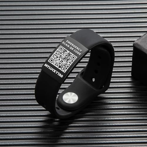 MYLUCKYTAG Pulseira de identificação médica QR Code - Pulseira de alerta médico - Pulseira de emergê