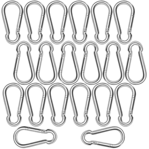 Cozihom M5 1.97 Inch Stainless Steel Carabiner Clips, Spring-Snap Hooks, for Keychains Camping Fishing Hiking Traveling, Set of 20