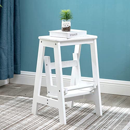 Taburete escalonado plegable de concha en madera noble de dos peldaños 6