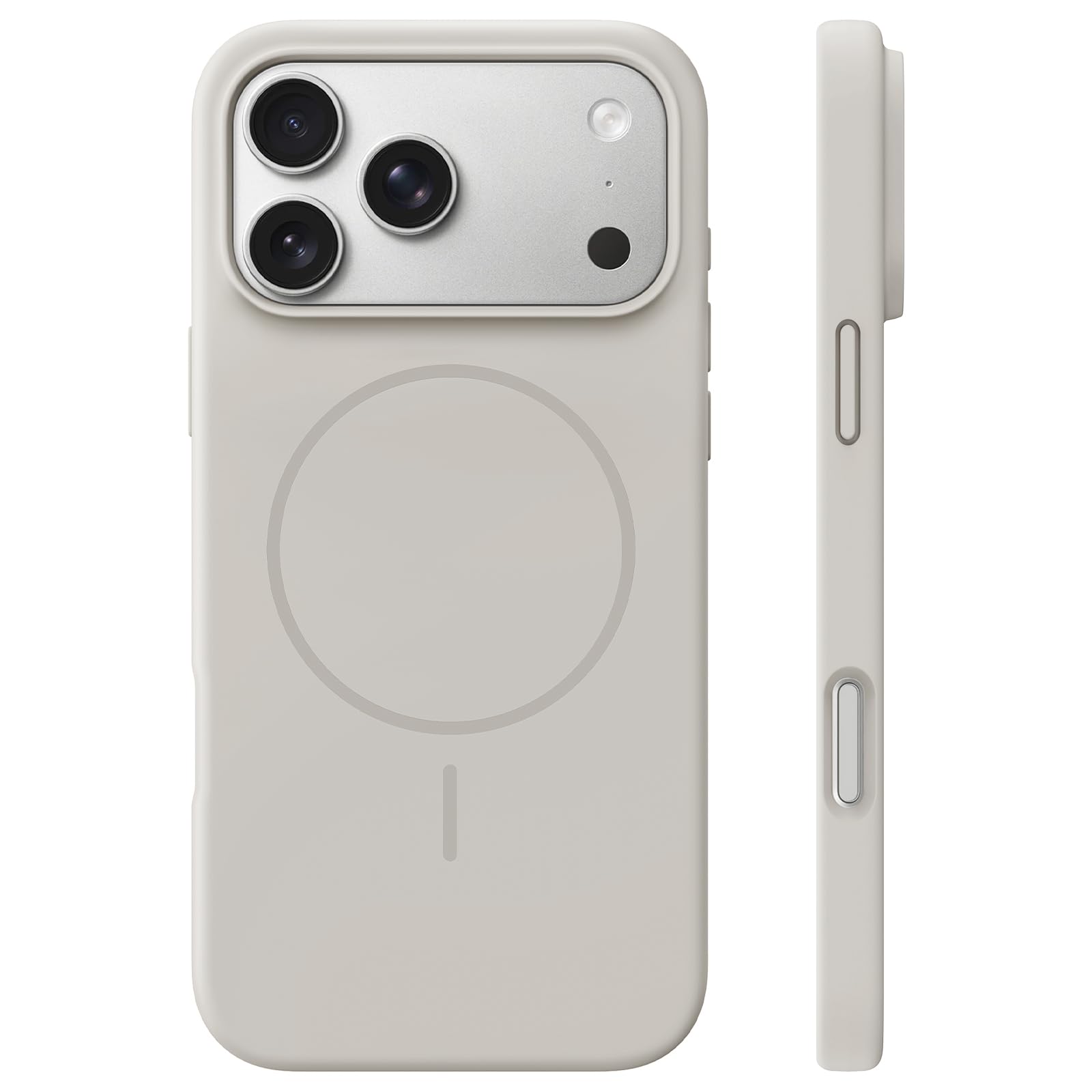 TOCOL für iPhone 17 Pro Max Hülle, Flüssig Silikon Magnethülle, Steingrau | Kompatibel mit Magsafe, Eingebauter Magnetring, Eingebaute Mikrofaser, Stoßfest Kratzfest Rutschfest Griff Anti-Fingerabdruck
