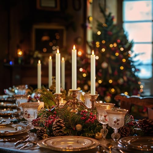 Homemory Rechargeable Flameless Taper Candles, Real Waxy LED Candlesticks Flickering, Battery Operated Candles with Remote Timer, 9.6 Inches for Home Wedding Christmas Decor, 6 Pcs, Ivory by Homemory - Used condition - Image 7