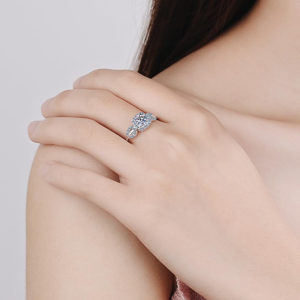 Bague moissanite en argent 925 StarGems RX019 à quatre griffes - 5