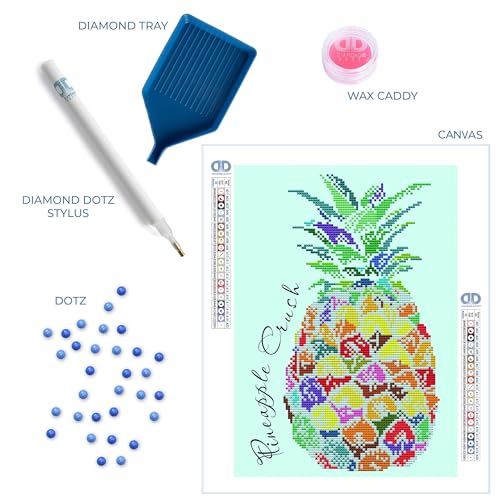 Diamond Dotz Pineapple Crush Fruit Diamond Painting Kits for Adults - Diamond Art Kits a Relaxing Creative Craft Kit with Dotz Gems 15.4\"x11\"