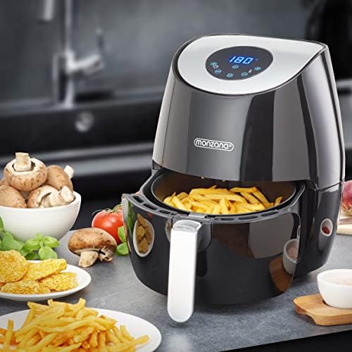 Monzana Air Fryer 1500W 3.6L Black Digital Timer Temperature Control Non-Stick Basket Low Fat Healthy Cooking