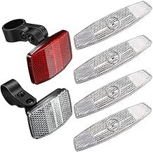 Maitys 6 Pcs Bike Front and Rear Reflectors Kit Bicycle Wheel Spoke Reflectors Kit Bike Safety Warning Accessories Night Cycling Water Resistant for Handlebar and Seatpost White/red