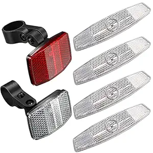 6 Pieces Front and Rear Reflectors Kit Cycling Bike Reflector Kit Bicycle Wheel Spoke Reflectors Bike Safety Warning Reflector for Handlebar and Seatpost Mountain Bike Night Riding Cycling, Red White