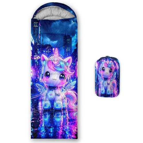 Image of QOOMO Axolotl Cute Camping Sleeping Bags,3 Season Warm & Cool Weather,Lightweight,Waterproof Sleeping Bags for Adults & Kids,Traveling,and Outdoors