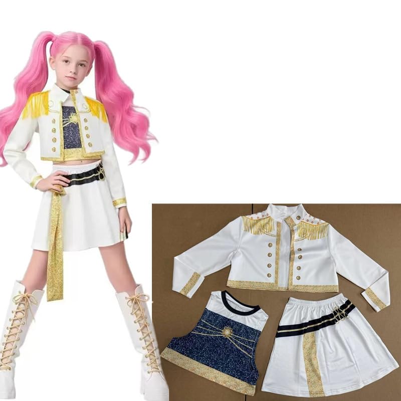 Ellxen Disfraz para niña, diseño de estrella del pop 3D, disfraz de Ru-mi, disfraz para niños, fiesta temática, juego completo, disfraz de ídolo, disfraz de escenario, carnaval, Halloween, fiesta 5-12