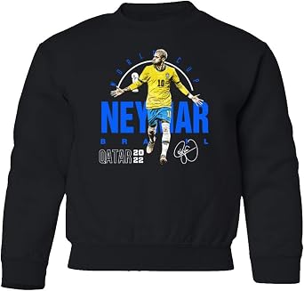 World Soccer 2022 Neymar 10 Brazil Football Fans Youth Crewneck Sweatshirt