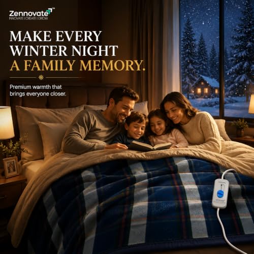 Image of Superior ISO & ZED Certified Electric Blanket | Bed Warmer with Multiple Heat Controls | Shock Proof | Low Power Consumption | Single Bed Size (150cmx80cm) | 5+5 Year Warranty