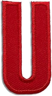 ワッペン 赤 アルファベット あるふぁべっと A B C D E F G H I J K L M N O P Q R S T U V W X Y Z アップリケ アイロン シンプル 刺繍 手芸 おなまえ 名前 入園グッズ 入園準備 保育園 幼稚園 (アルファベット 赤【U】)