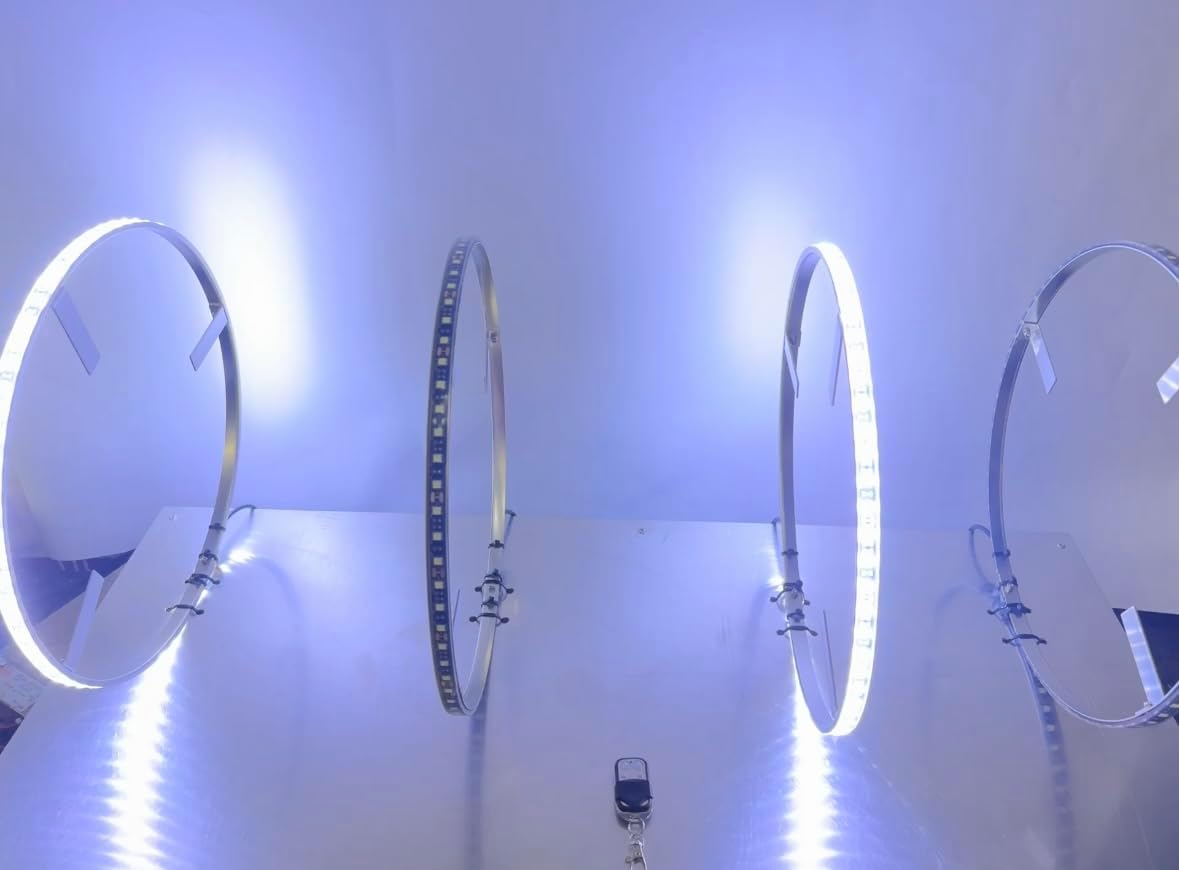 Set-4 15.5Inch 288LED Strobe Pure White Wheel Lights for Truck Car VEHICAL Offroad with RF-Remote/Switch Wire Controller Wheel Well Tire Lights IP68 Waterproof
