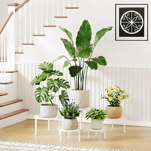 NQW 5 Pack Heavy Duty Rustproof Iron Flower Pot Stand Holder Indoor Outdoor Pot Stand Rack Decorative Round Flower Stand Display Shelf for Living Room