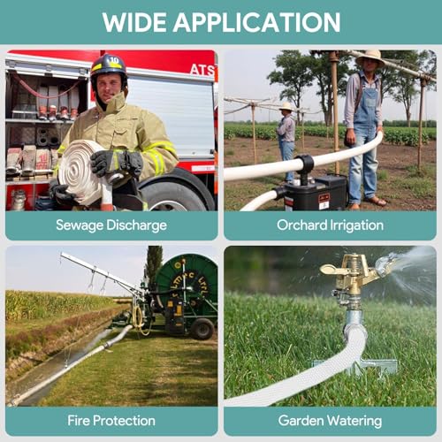 Fire Hose 100Ft x 1-1/2" inches, with NST/NH Brass Couplings, 500 PSI Burst Pressure for Firefighting & Garden Irrigation, White by Noliven - Image 7