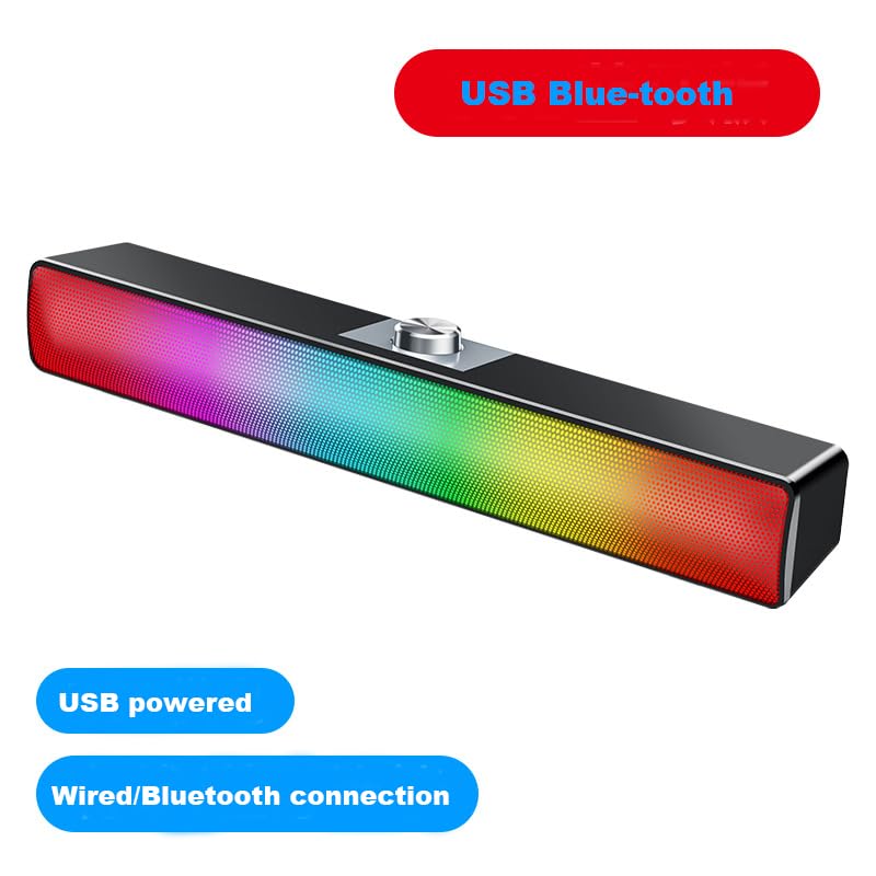 Głośnik komputerowy USB Bluetooth LED Subwoofer Bass Speaker Surround Sound Box do komputera laptopa, telefonu, tabletu MP3 (wersja USB Bluetooth)