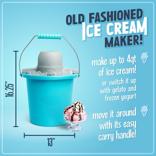 Nostalgia Electric Ice Cream Maker - Old Fashioned Soft Serve Ice Cream Machine Makes Frozen Yogurt or Gelato in Minutes - Fun Kitchen Appliance - Blue - 4 Quart by Nostalgia - Image 2