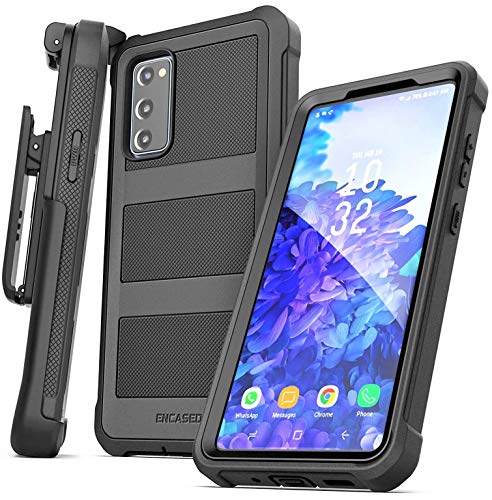 Encased Designed For Samsung Galaxy S20 Fe Belt Clip Case (Falcon) Full Body Protective Phone Case With Holster (Black) #TOP26