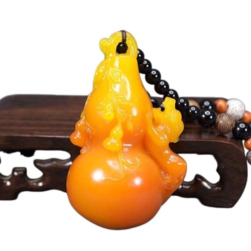 Huolimxun Natural Huanglong Jade Gourd Pendant, Wealth And Longevity Feng Shui Gourd Pendant, Men's Wealth Amulet