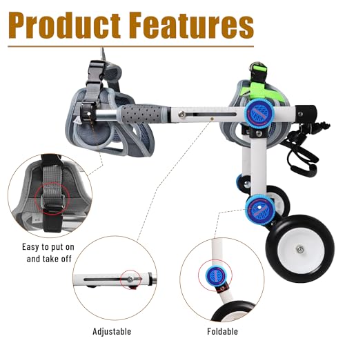 LetPetRun Cadeira De Rodas Para Cães, Ajustável Cães Com Patas Traseiras, Carrinho Estável Traseiras