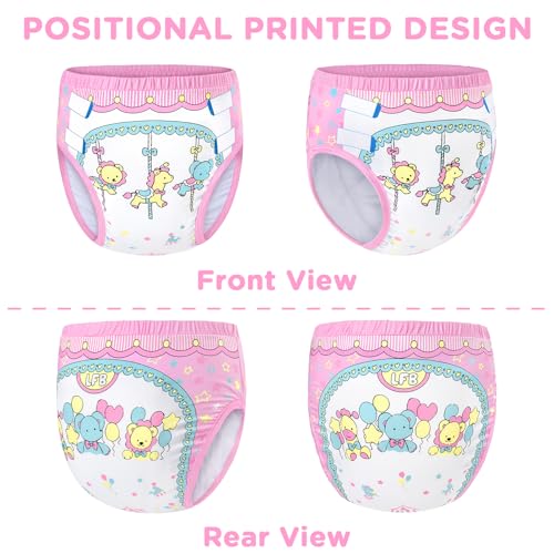 Image of Littleforbig Soft Silky Underwear Comfortable Washable Reusable Adult Training Pants - Little Circus L Pink