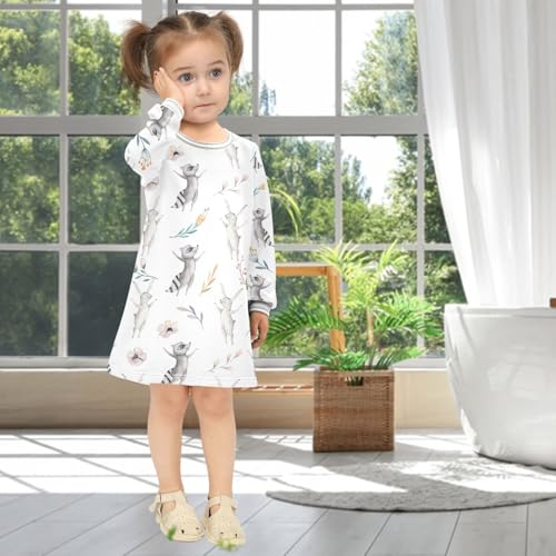Girls Dresses Toddler Girl Clothes Cute Raccon Deer Bunny Animal Winter Casual Long Sleeve for Kids 2-8 Years4