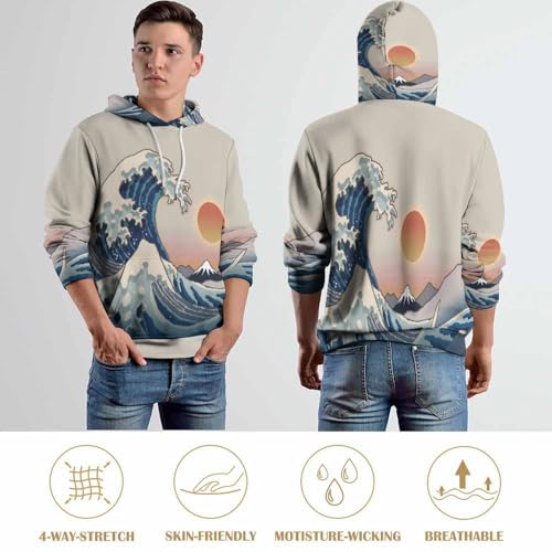 Sweat à capuche Hokusai avec impression 3D de surf et manches longues - 4