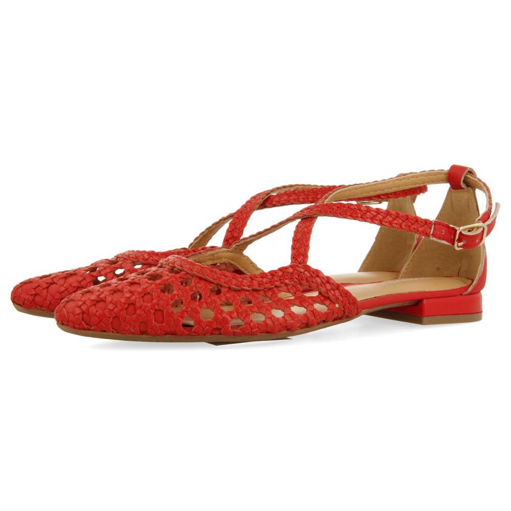 GIOSEPPO Women's Bailarinas de Piel Con Trenzados para Mujer Leskovic Ballet Flat, red, 8 UK