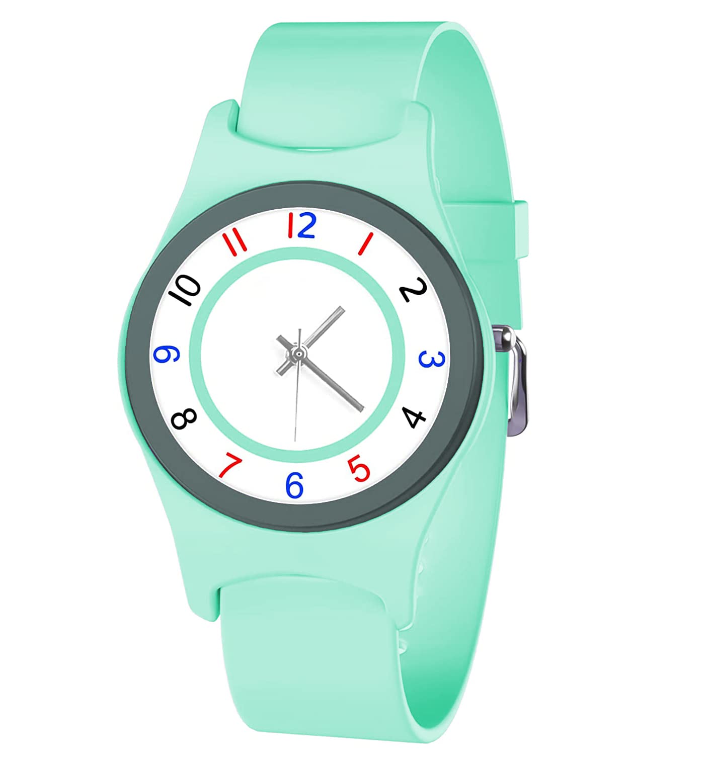 Time Up Analog Dial Girls Boys Teens Waterproof Minimalist Wrist Watch with Soft Band 4-15 Years Old Children-AQE823-X (Light Green) (B0BNNVZVQW) Amazon Price History, Amazon Price Tracker