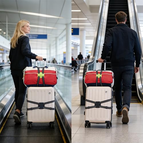 Image of Luggage Straps Bag Bungees for Add a Bag Easy to Travel Suitcase Elastic Strap Belt (Gray, L)