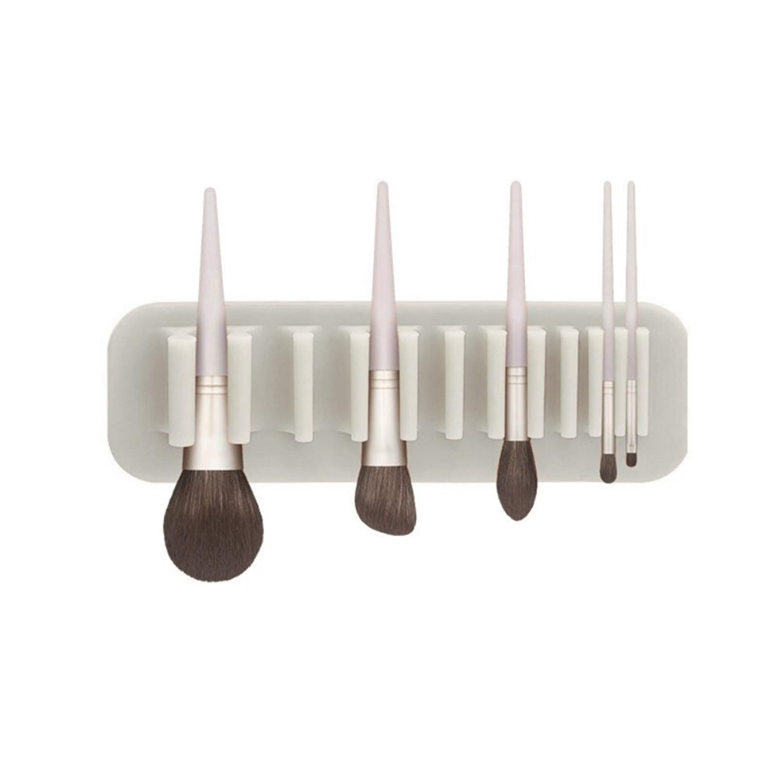 WLIHDB 2Pcs Soft Silicone Brush Drying Rack Wall Mounted Suction Cup Cosmetic Tools Solid Color Makeup Cleaner For Beauty Station for Makeup Brushes(Beige)