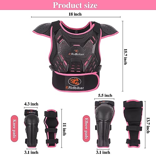 Image of Kids Dirt Bike Gear Motorcycle Armor, Kids Chest Protector Motocross Motorcycle Protective Gear Body Armor Vest Knee Guards and Elbow Full Body Protection Set for Cycling Skateboard MTB ATV (Silver)