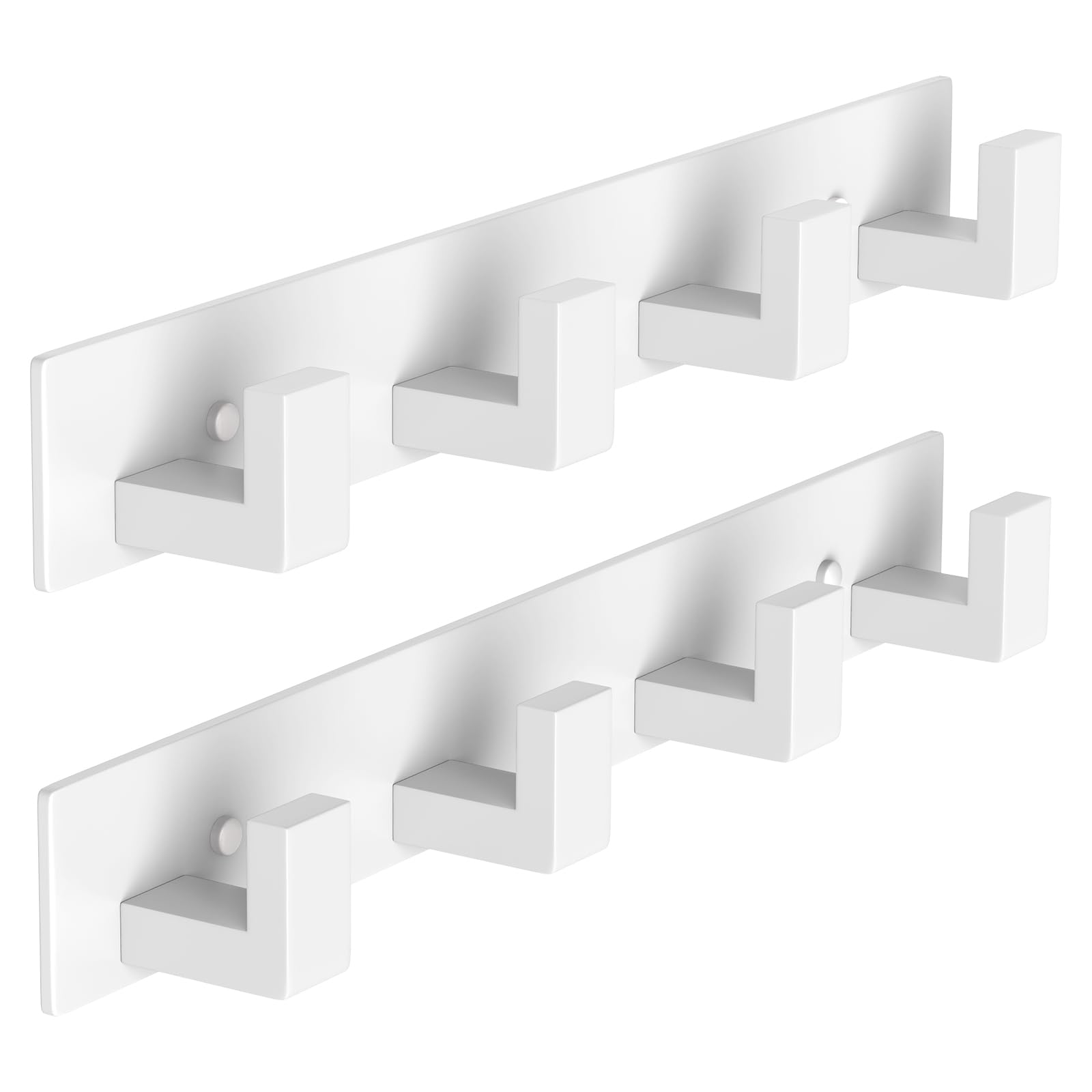 PMMASTO Stainless Steel Wall Coat Rack, White- 4 Hooks, 2 Pack, L Shape