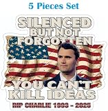 Charlie Kirk True American Hero Sticker Pack Set, 5 inch Each Car Sticker Decal Truck Window Bumper Sticker (5pcs)