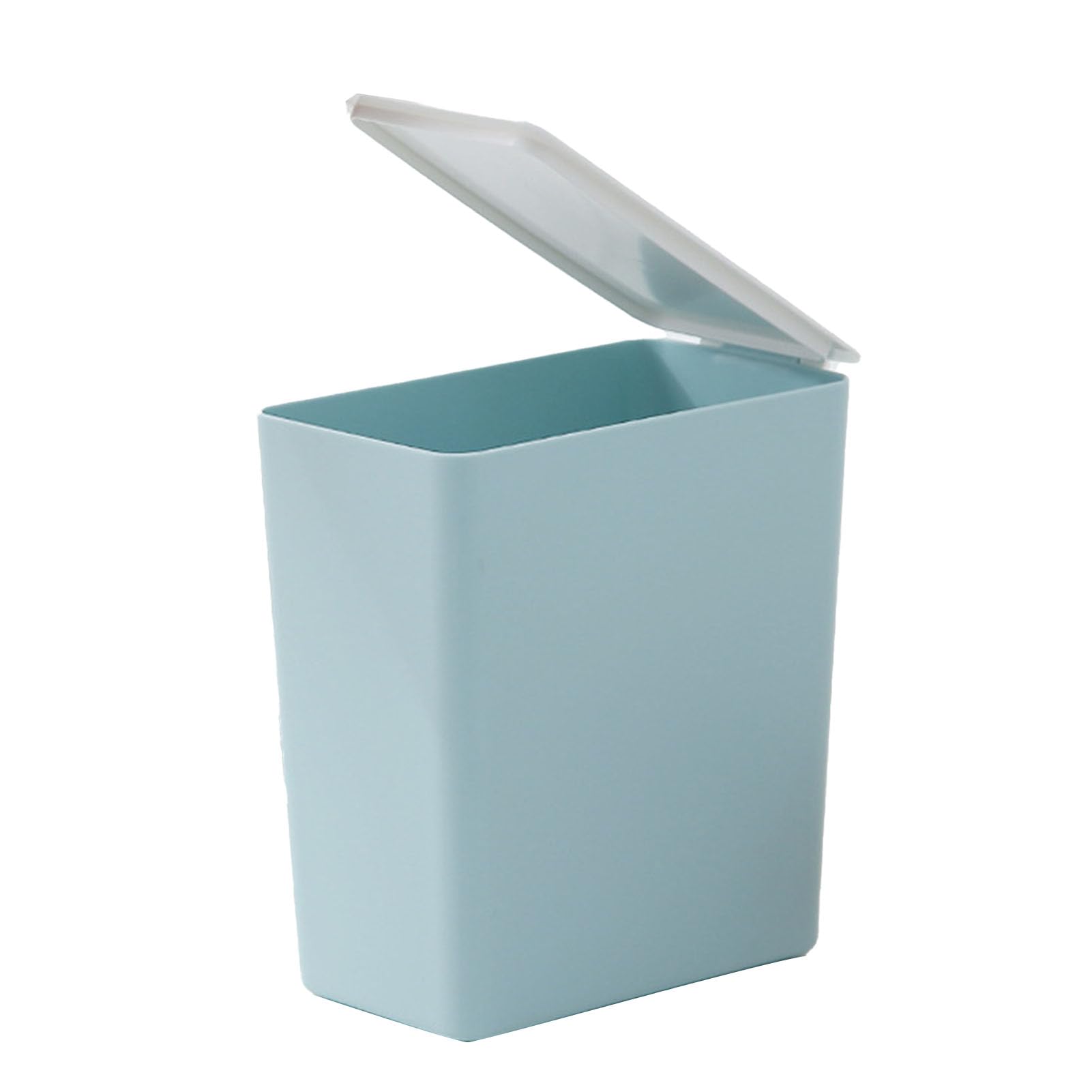 2 Mini Poubelles Avec Couvercle - 16x13 Cm - Bleu Et Blanc - Parfait Bureau Ou Chambre