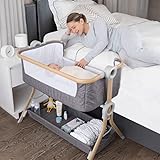 Baby Bassinet, Bedside Sleeper for Baby, Easy Folding Portable Crib with Storage Basket for Newborn,