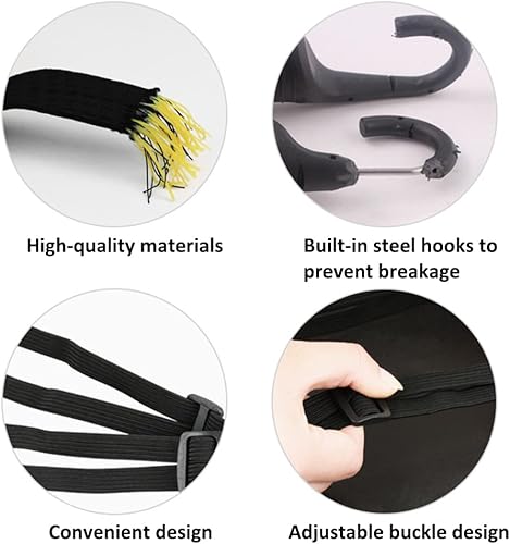 Miniatura 3 de Patty Both 2 piezas de cuerda elástica para casco de motocicleta, correa elástica con 2 ganchos, color negro
