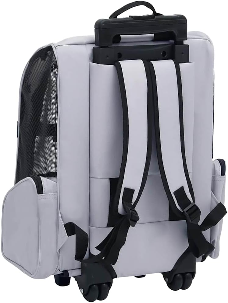 YAFF Grey Fabric Pet Trolley, Collapsible Rectangular Dog & Cat Stroller, Indoor/Outdoor, Lightweight