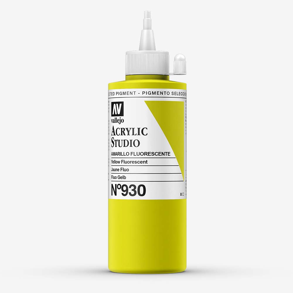Vallejo Yellow : Studio Acrylic Paint : 200Ml : Fluorescent