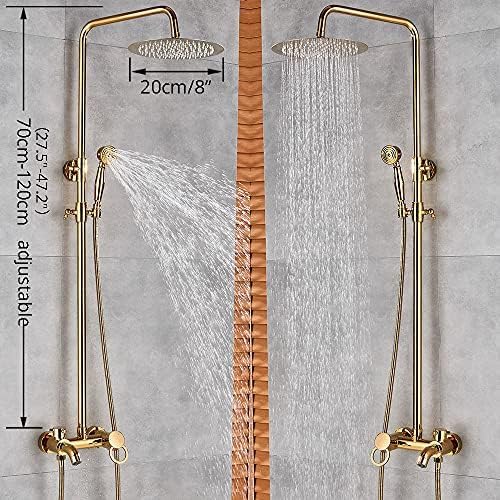 Robinet de douche mitigeur ensemble de douche à effet pluie de 8 pouces mural or