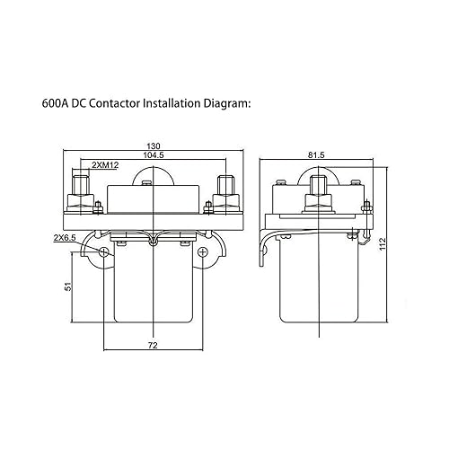 Miniatura 2 de ATO Contactor de CC 600A, solo polo, 12V, con contacto auxiliar 1NO+1NC